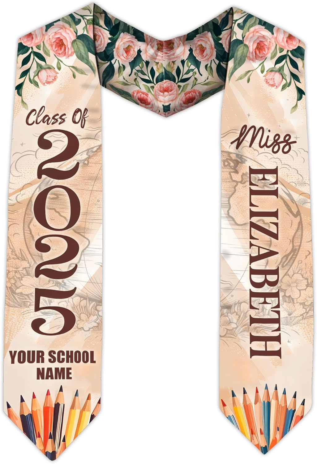 Pretyprints Personalized Class Of 2025 Teacher Graduation Stole Custom Teacher Pencil Graduation Sash Gift College Graduation