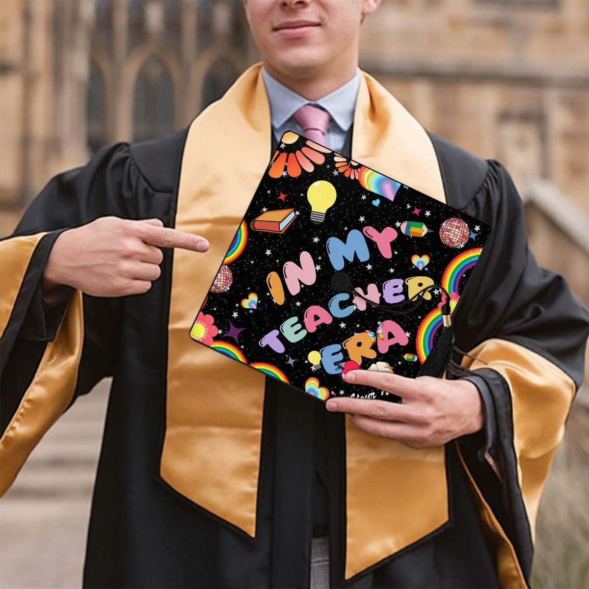 Pretyprints Personalized Teacher Graduation Cap Topper Teacher Gift Class Of 2025 Graduation Cap Decoration Topper