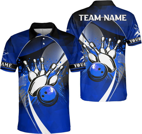 Ligthuy Personalized Name Bowling Polo Shirts 3D for Men and Women, Bowling Shirt, Bowling Shirts for Men Team Bowling Shirt