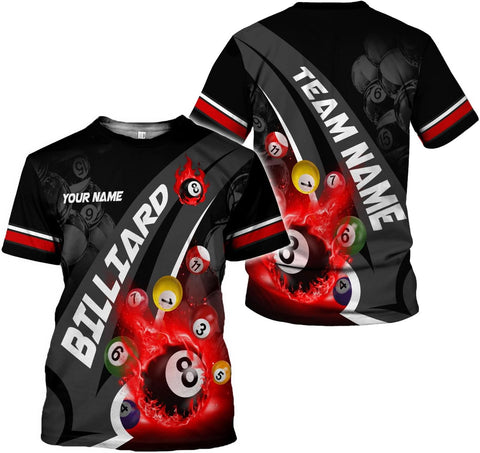 AOVL Personalized Billiard Shirts 3D Billiard Shirt Custom Billiard Flag Shirt Men's Pool Billiards Shirt 8 Ball Men Women
