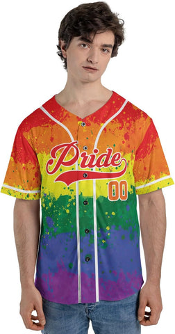 AOVL LGBT Pride Baseball Jersey Custom Rainbow Custom Shirt Month Love is Love Equality Gay Clothing Flag Jersey Team Name