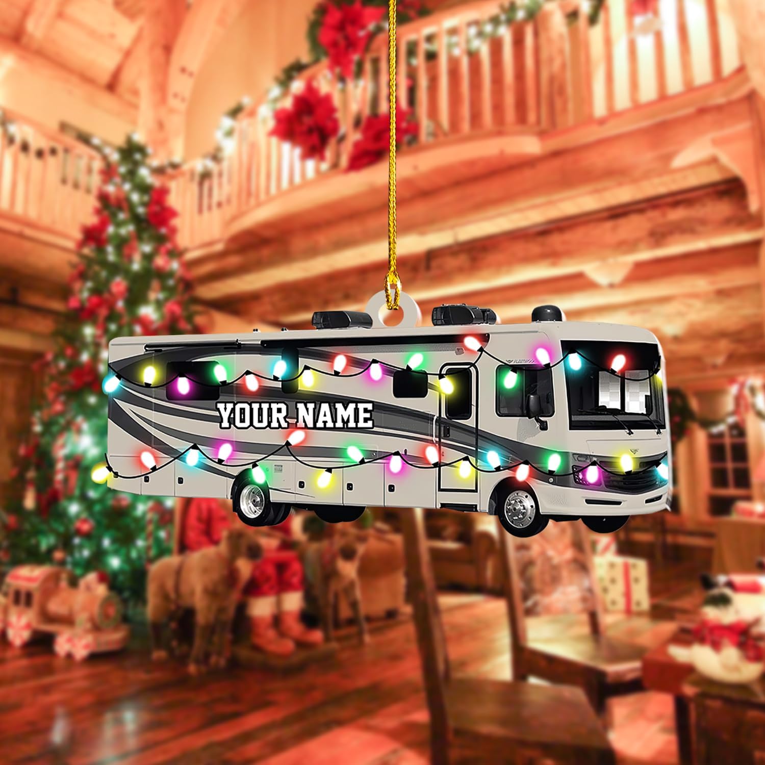 RoyalBro Personalized Camper Ornament Custom Camping Ornament, Tent Ornament RV Camping Ornament, Happy Gifts for Camping Lovers, Travel Camping Backpacked Hanging Ornament (CP 4)