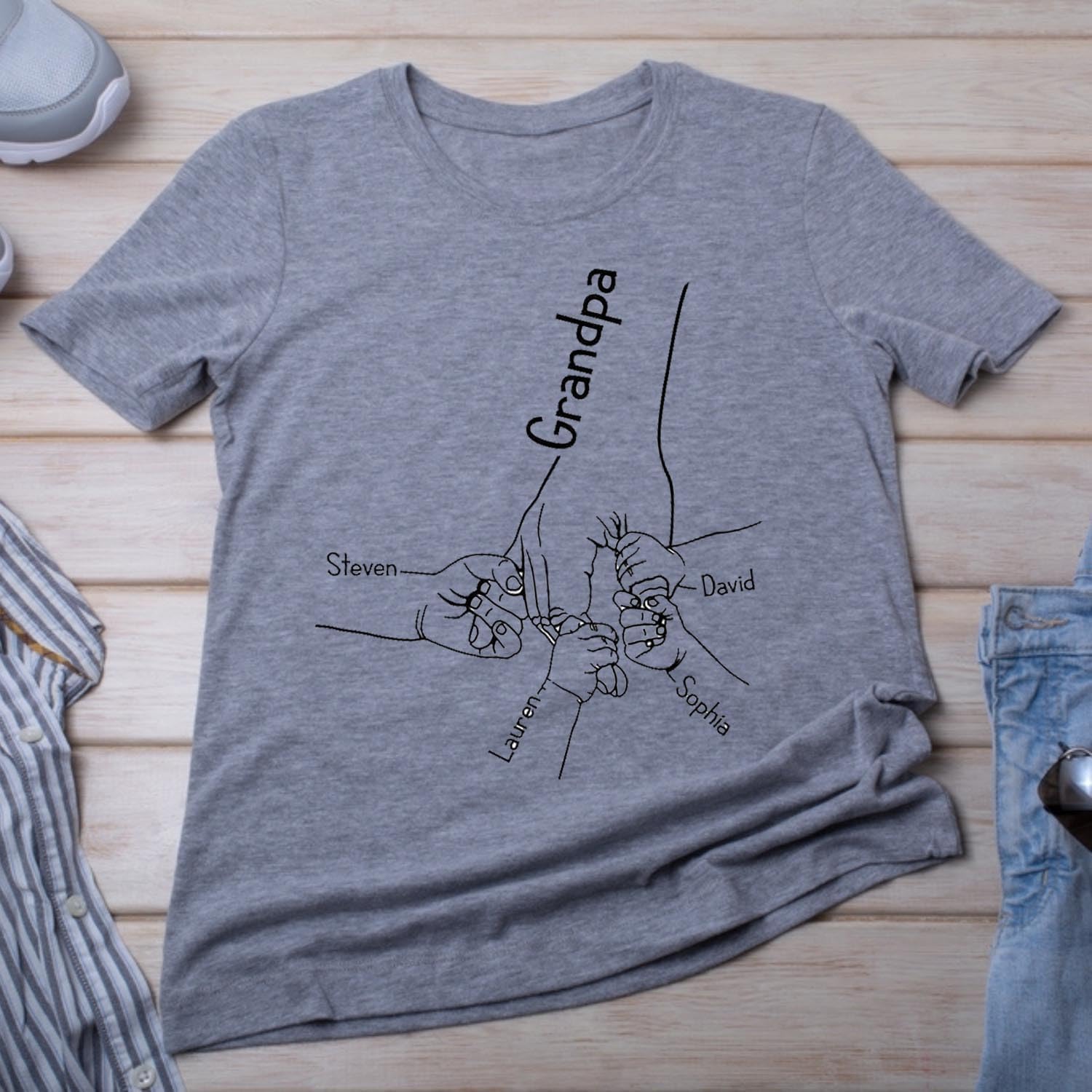 Personalized Dad Shirt, Custom Dad Grandkids Name Shirt, Birthday Christmas Fathers Day Dad Grandpa Gift