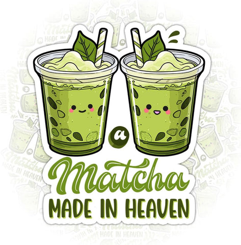3PCS Matcha Latte a Matcha Made in Heaven 3" Sticker, Green Tea Cups Gifts Funny Matcha Made in Heaven Waterproof Stickers Green Tea Lover Vinyl Car Decal for Laptop Water Bottle Toolbox Phone Case