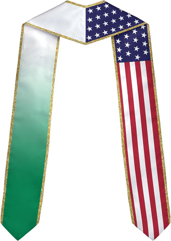 Pretyprints Custom Nigerian Graduation Sash, Nigeria Graduation Stole Customize, Nigerian American Flag Graduation Sash 2025