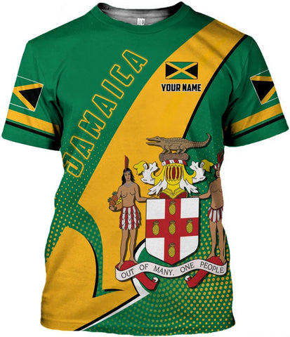 Ligthuy Personalized Jamaica Shirt 3D, Custom Jamaica Flag Lion Shirt for Men and Women, Jamaican Pride T-Shirt Unisex