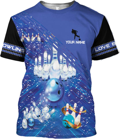 Personalized Name Bowling Shirts for Women 3D, Bowling Shirts with Name, Custom Bowling Shirts Gift for Bowling Lover