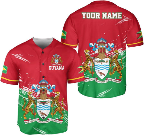 Leeprints Personalized Guyana Baseball Jersey Shirt, GuyaneseFlag Jersey, Guyana Guyanese Pride Jersey for Men and Women