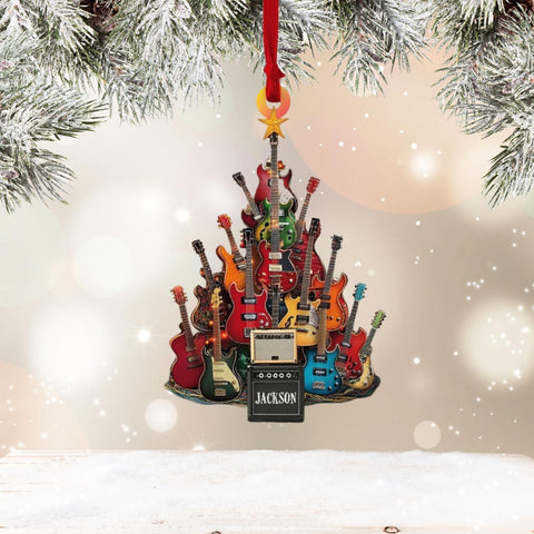 Personalized Guitar Ornaments 2024 Music Ornaments Acoustic, Custom Guitar Gifts for Guitar Musical Instrument Ornament Gift for Guitar Player Decoration Xmas, Guitar Lover Gift (Style 7)