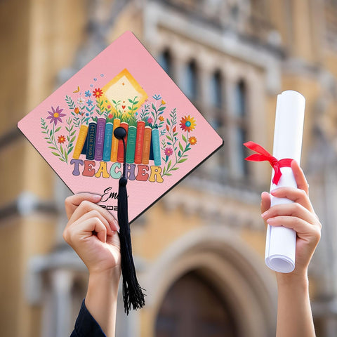 Pretyprints Personalized Teacher Graduation Cap Topper Teacher Gift Class Of 2025 Graduation Cap Decoration Topper