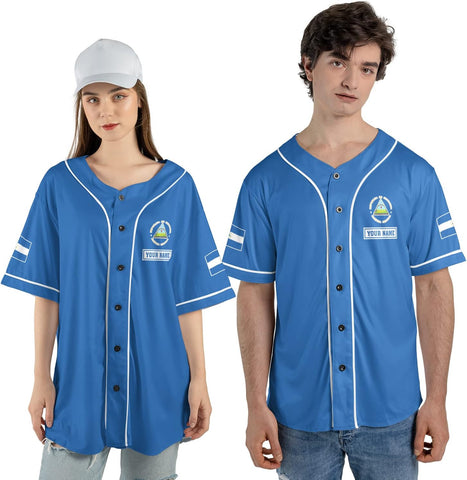 Leeprints Personalized Nicaragua Baseball Jersey Shirt Name Nicaraguan Baseball Jersey for Men & Women Nicaraguan Camisas