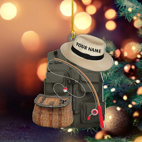 mostprints Personalized Fishing Ornament Custom Fishing Christmas Ornaments Fishing Vest Christmas Ornaments Gifts for Fishing Lovers Ornament Christmas Hanging Ornament Fisherman Gift (Fishing 5)
