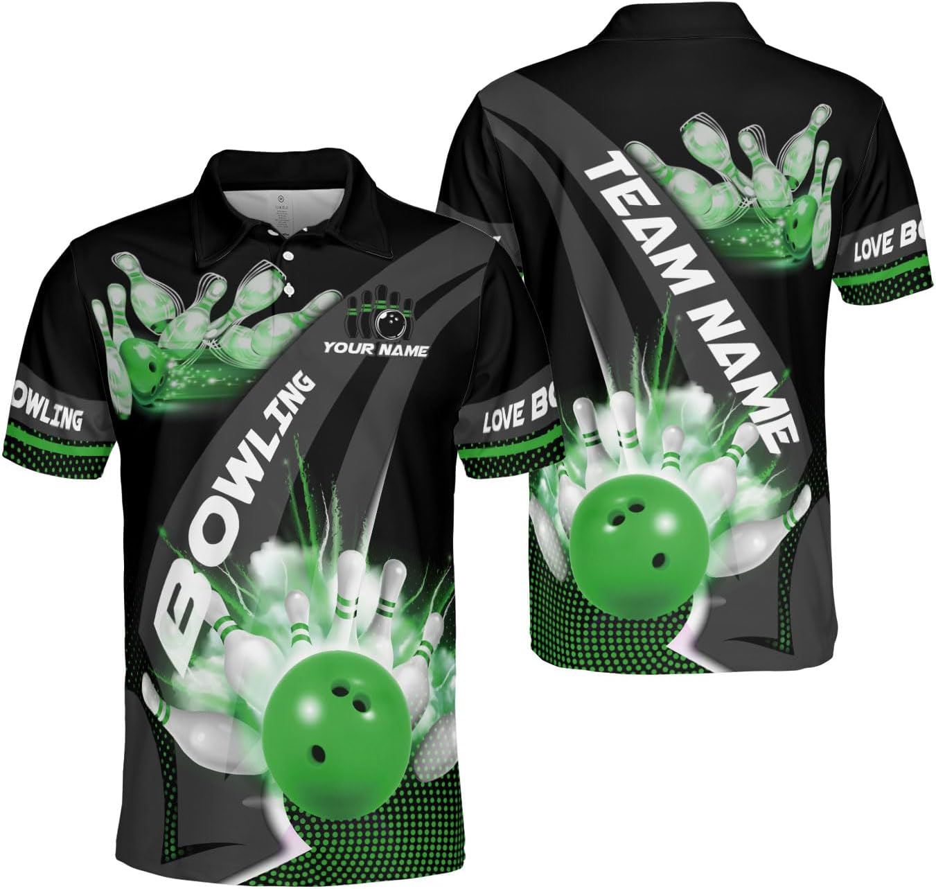 Mostprints Personalized Name Bowling Polo Shirts 3D for Men and Women, Bowling shirt, Bowling Shirts for Men Team Bowling Shirt