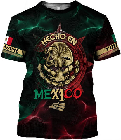 Mostefy Personalized Name Mexican Shirts 3D Customized Mexico Shirt US Flag, Mexican Shirts for Women Unisex