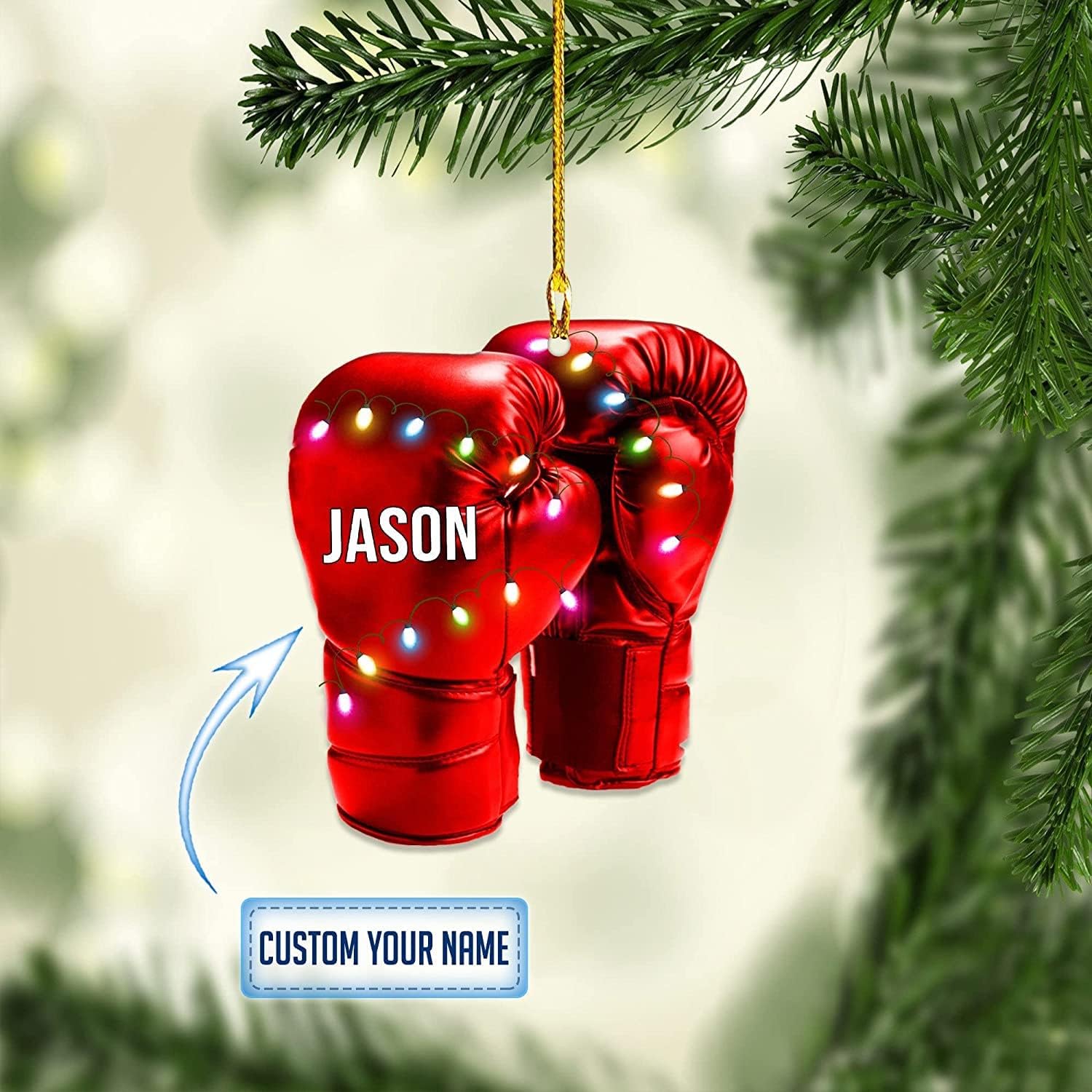 Personalized Boxing Ornament, Boxing Gloves Christmas Light Ornament, Custom Boxing Ornament, Kick Boxing Ornament, Gift for Boxing Lovers, Boxer Ornament Gift for Boxing Lovers (Boxing 1)