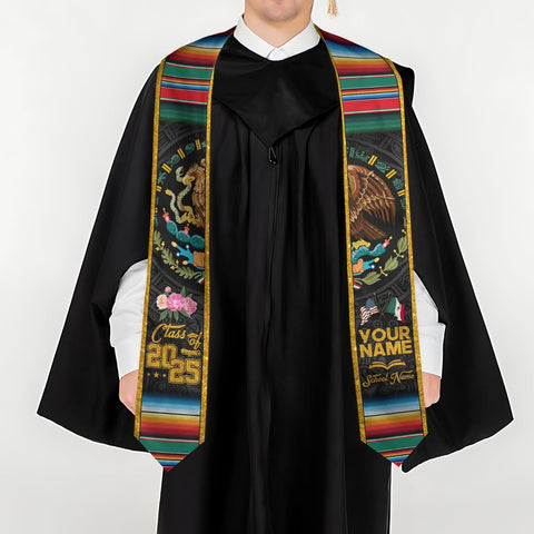 Custom Mexican Graduation Sash, Mexico Graduation Stole Customize Photo, Mexican American Flag Graduation Sash 2025