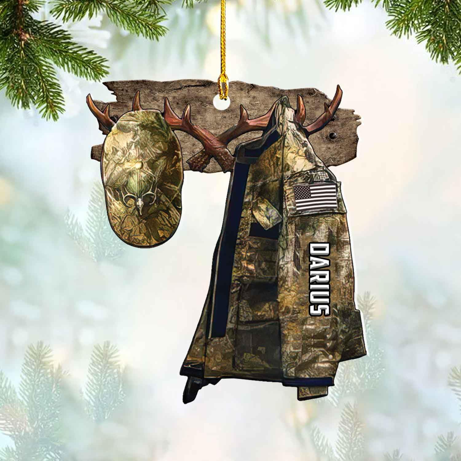 mostprints Personalized Hunting Ornament, Hunter Vest Ornament, Hunting Christmas Ornament, Hunter Christmas Ornament Hanging Tree Decor, Christmas Hunting Gifts (Hunting 5)