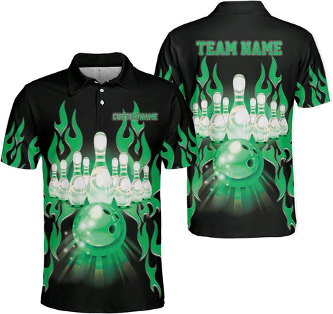 Custom 3D Bowling Polo Shirts for Men and Women Personalized Team Name Gift Unisex Customized Bowling Short Sleeve Polo Shirt