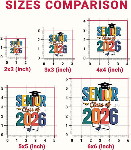 3Pcs Senior 2026 Sticker, Class of 2026 Stickers, Graduation 2026 Decal, Senior Color Stickers, Grad Year 2026, Senior 2026 Car Decorations - Stickers for Laptop Water Bottle Phone Car Helmet 3" (S1)