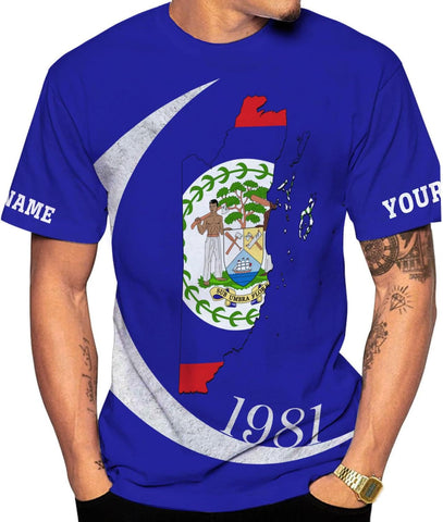 Artparel Personalized Belize Shirt Coat of Arms of Belize Flag Shirts Belizean Country Flag Gift T-Shirt Belizean Shirt S-5XL