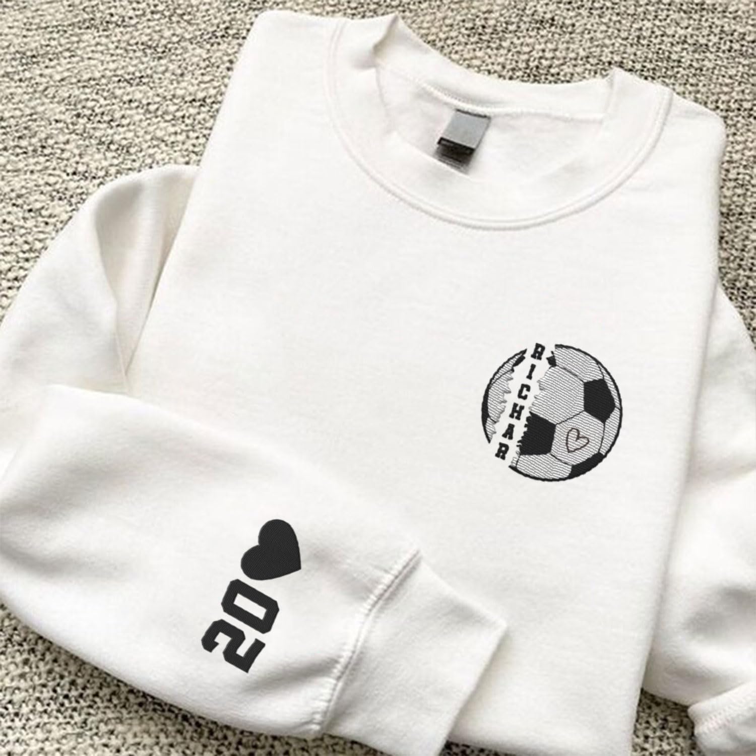 Intenprints Personalized Soccer Embroidered Sweatshirts, Soccer Shirt for Women and Men, Game Day Soccer, Soccer Team