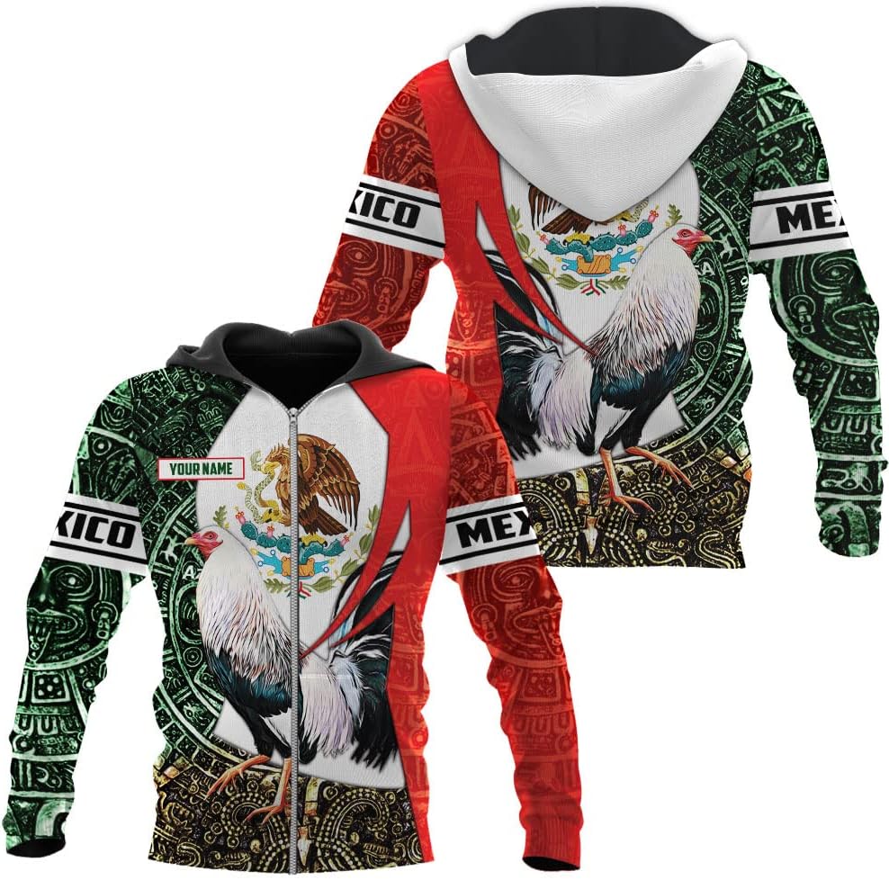 Mostefy Personalized Name Rooster Mexican Hoodie 3D, Customized Mexican Hoodies for Men, Unisex Mexico Hoodie 3D, Mexico Hoodies for Men, Mexico Flag Gift, T Shirt, Zip Up Hoodie, Sweatshirt HD10