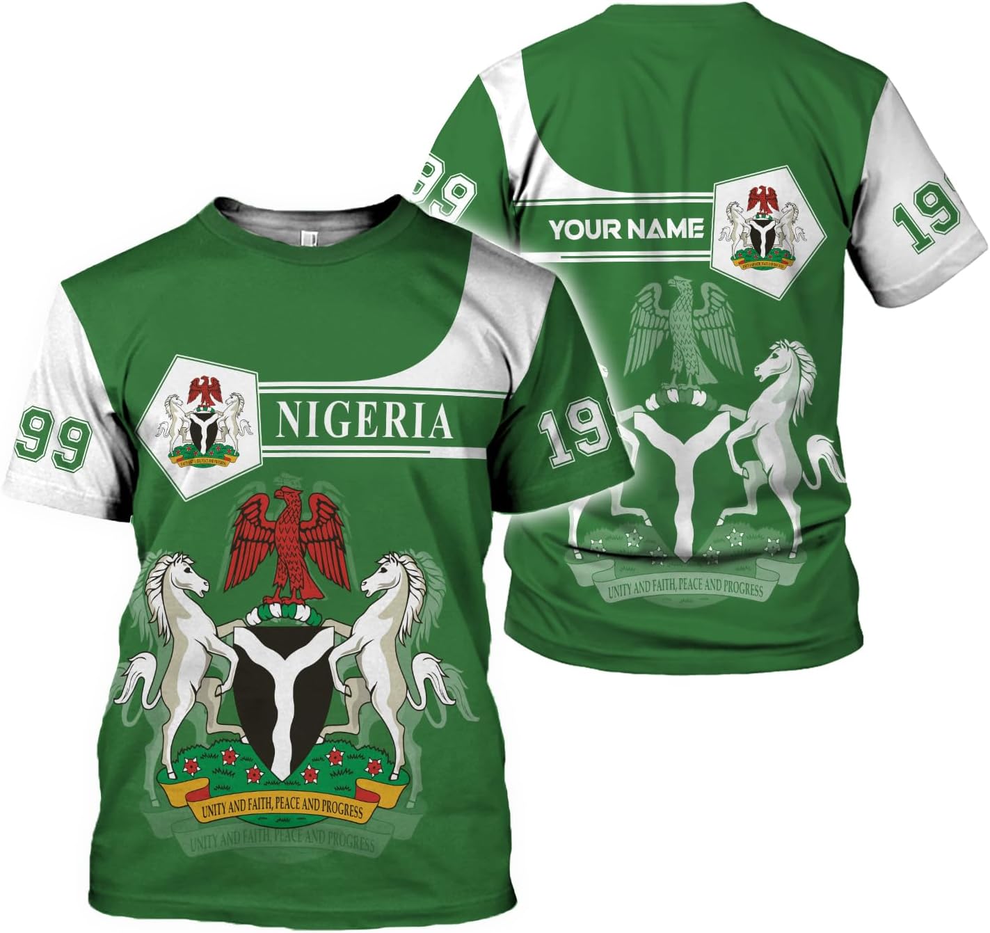 AOVL Personalized Nigeria Shirts Nigerian Flag Shirts Nigeria Flag Nigerian Pride Gift T-Shirt Nigerian Pride Shirt 3D S-5XL