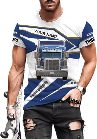 Personalized Trucker Shirt Custom US Flag Truck Driver T-Shirt Funny Trucker Gift 3D Hoodie for Men & Women Trucking Diesel