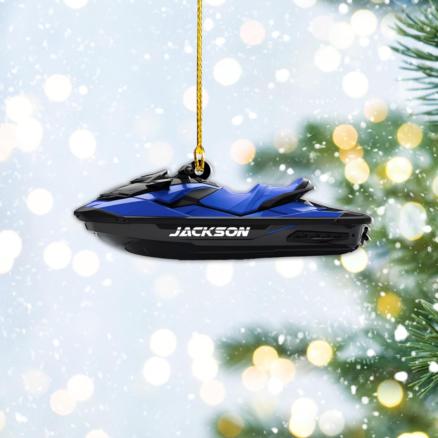 AOVL Custom Jet Ski Ornaments 2024 Jet Boat Ski Christmas Ornament Skiing Jet Boat Christmas Tree Ornament Gift for Watercraft Lovers Speed Boat Ornaments (JK9)