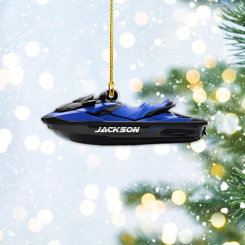 AOVL Custom Jet Ski Ornaments 2024 Jet Boat Ski Christmas Ornament Skiing Jet Boat Christmas Tree Ornament Gift for Watercraft Lovers Speed Boat Ornaments (JK9)
