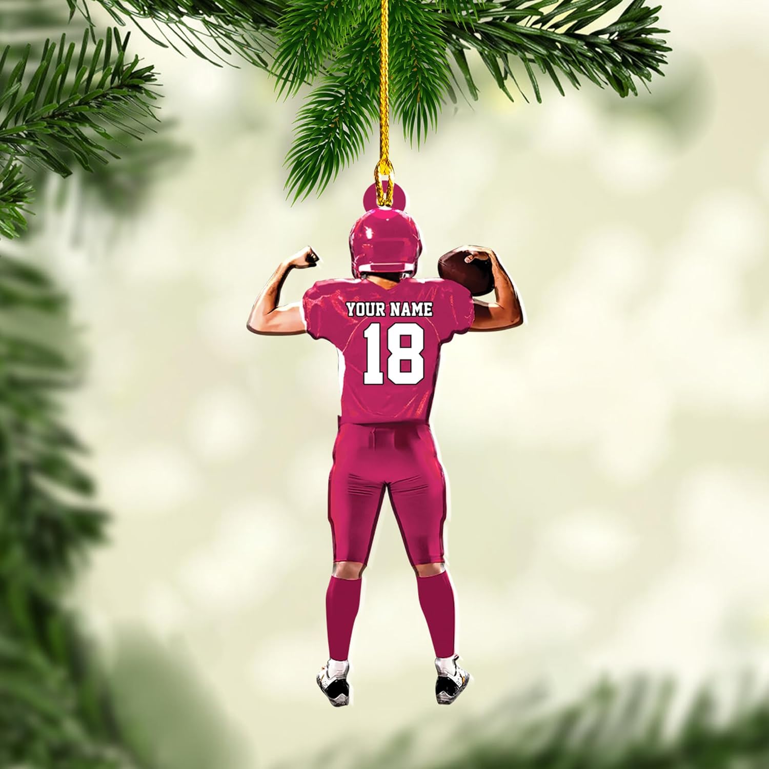 Artparel Personalized Football Ornament Customized Football Christmas Ornaments Football Ornament Christmas Hanging D��cor Gift for Football Fans Football Gifts Gift for Football Player (FB 10)