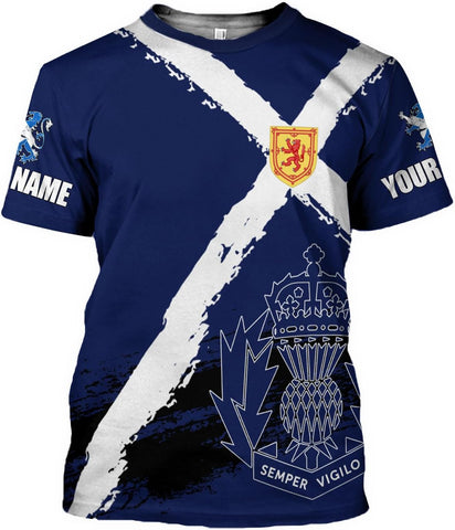 Custom Scotland Shirts for Men Scottish Rampant Lion Scotland Coat of Arms Banner T-Shirt Lion Scottish Pride Gift Shirts 3D