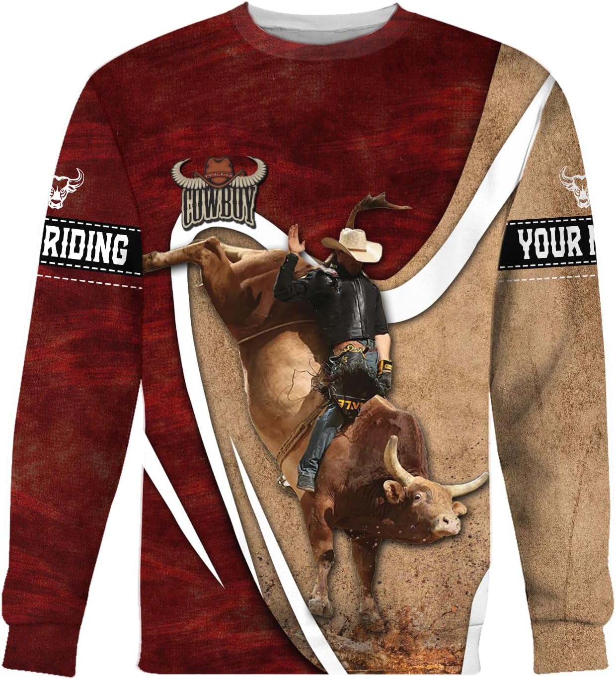 Rivelus Personalized Name Bull Riding Shirt 3D, Rodeo Shirts Bull Biding Shirts for Men and Women, Bull Rider Shirt Gift
