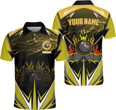 Custom Billiard Polo Shirts for Men Women Personalized Name Team 8 Ball Shirt Billiards Apparel Pool 3D Tshirts Gifts Player