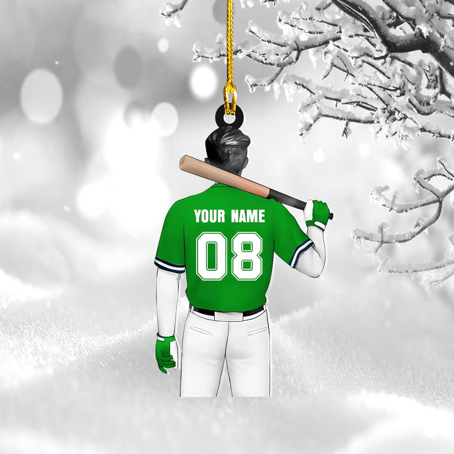 Artparel Personalized Baseball Ornament Christmas Tree Decoration Custom Baseball Christmas Ornament 2D Shape Flat Baseball Lover Gifts Beginner Baseball Players Ornament Gift (BB 4)