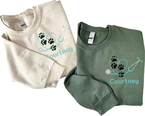 Personalized Veterinarian Embroidered Sweatshirt, Custom Vet Tech Shirt, Veterinary Technician Week Gifts, Veterinary Gifts
