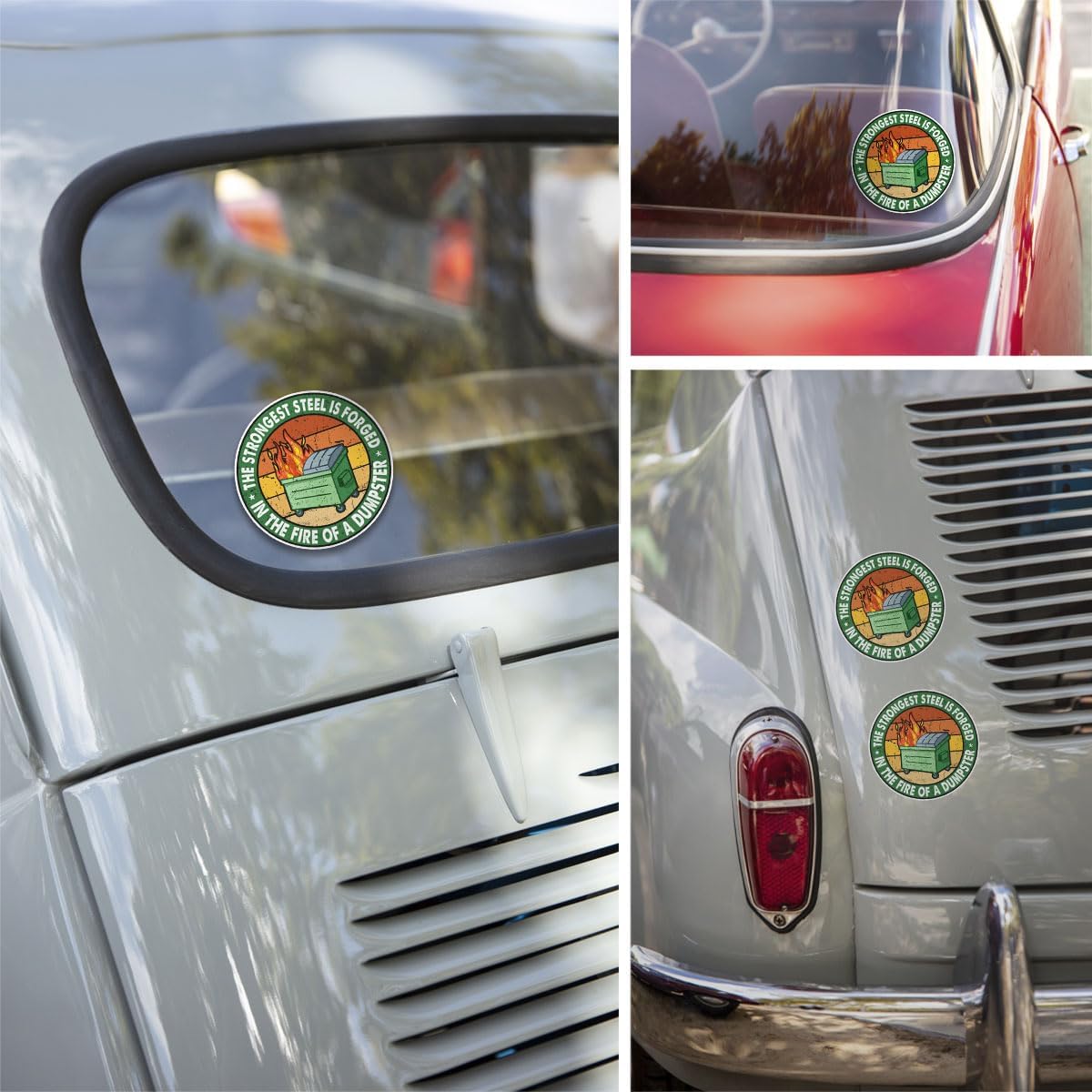 3 Pcs The Strongest Steel is Forged in The Fire of a Dumpster Sticker Vintage Funny, Motivational The Strongest Steel Dumpster Fire Patch Stickers for Laptop Bottle Phone Car Helmet 3"x3" (F1)