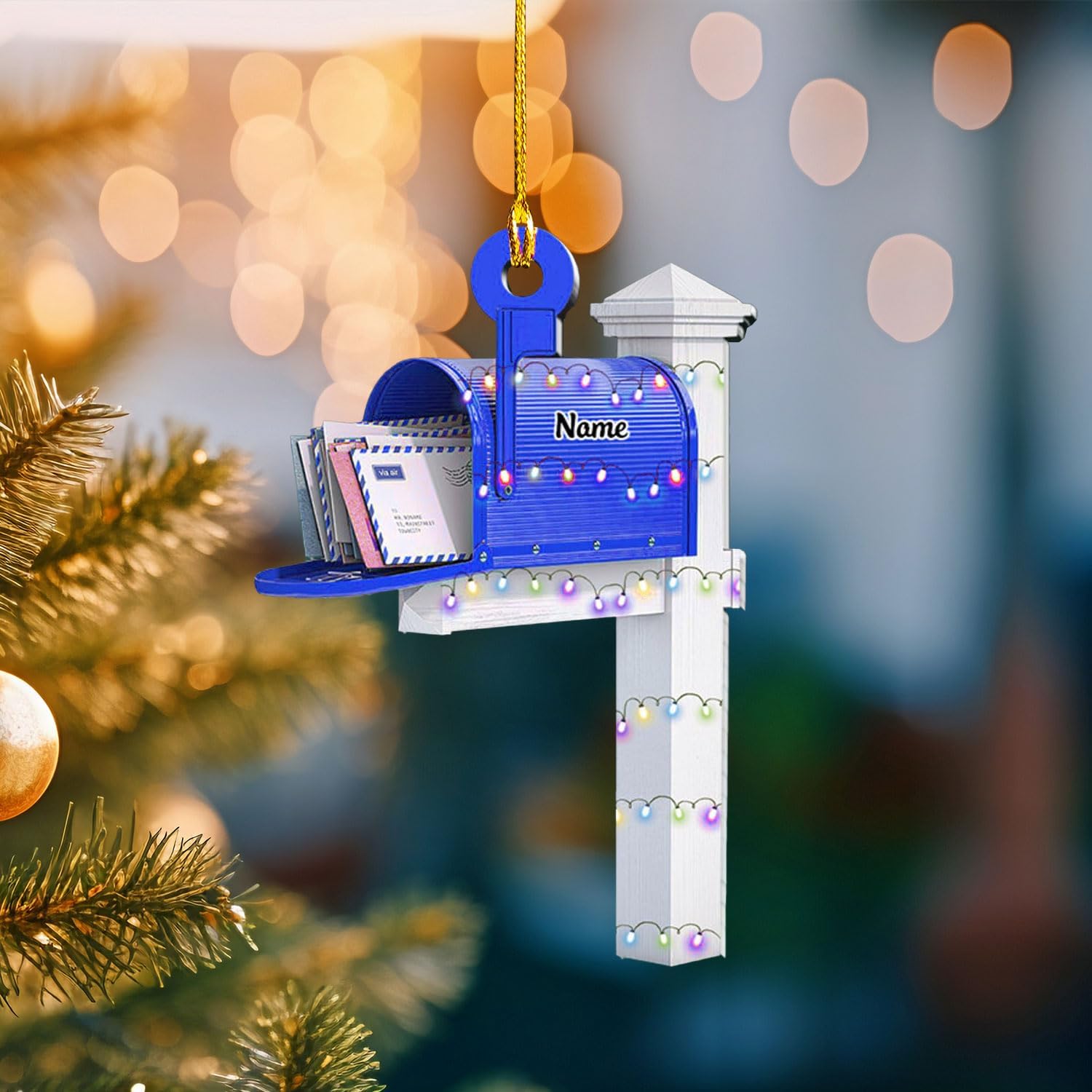 Podagree Personalized Name Mailbox Shape Flat Ornament Home Mailman Ornament Christmas Mailbox Ornament Mailbox Gift Christmas Tree Ornament Christmas Decorations for Tree (MX1)