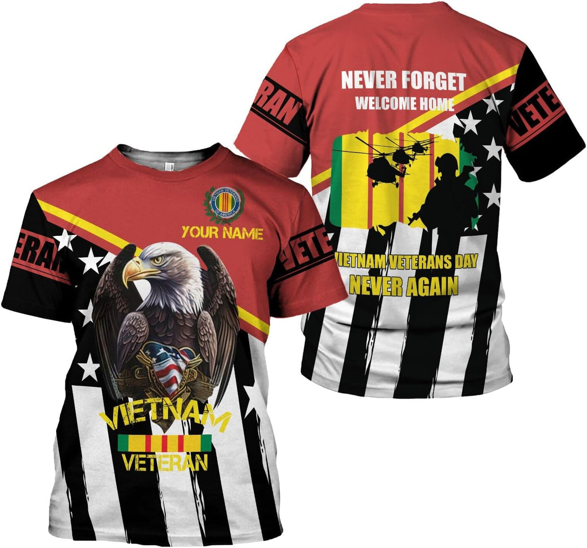 Ligthuy Personalized Name Vietnam Veteran Shirts 3D, Veterans Shirts for Men and Women, Veteran's Shirt Vietnam Veteran S-5XL