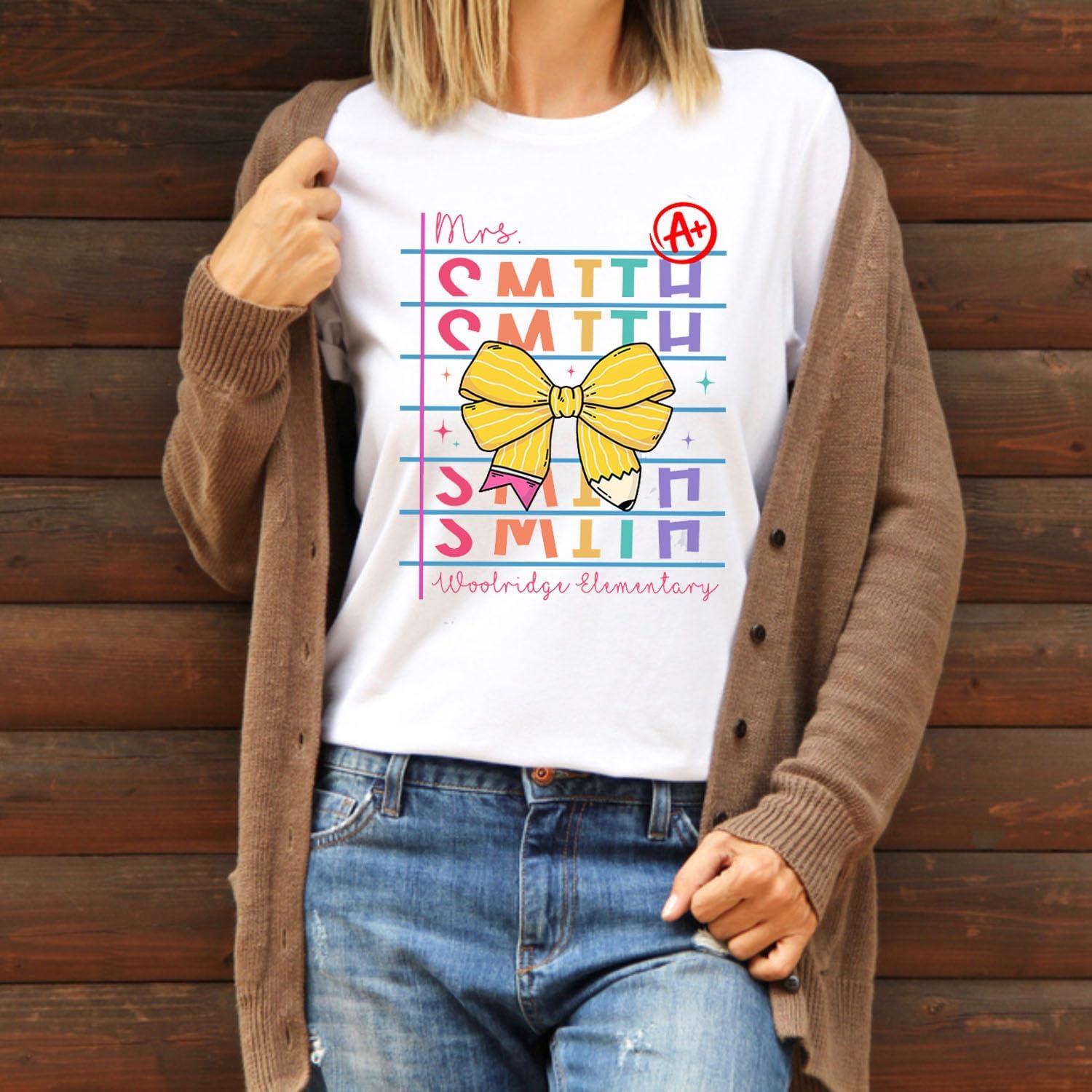 Pretyprints Customized Name Teacher Shirt Personalized Name Teacher Shirt Kindergarten Teacher Shirt Elementary Teacher