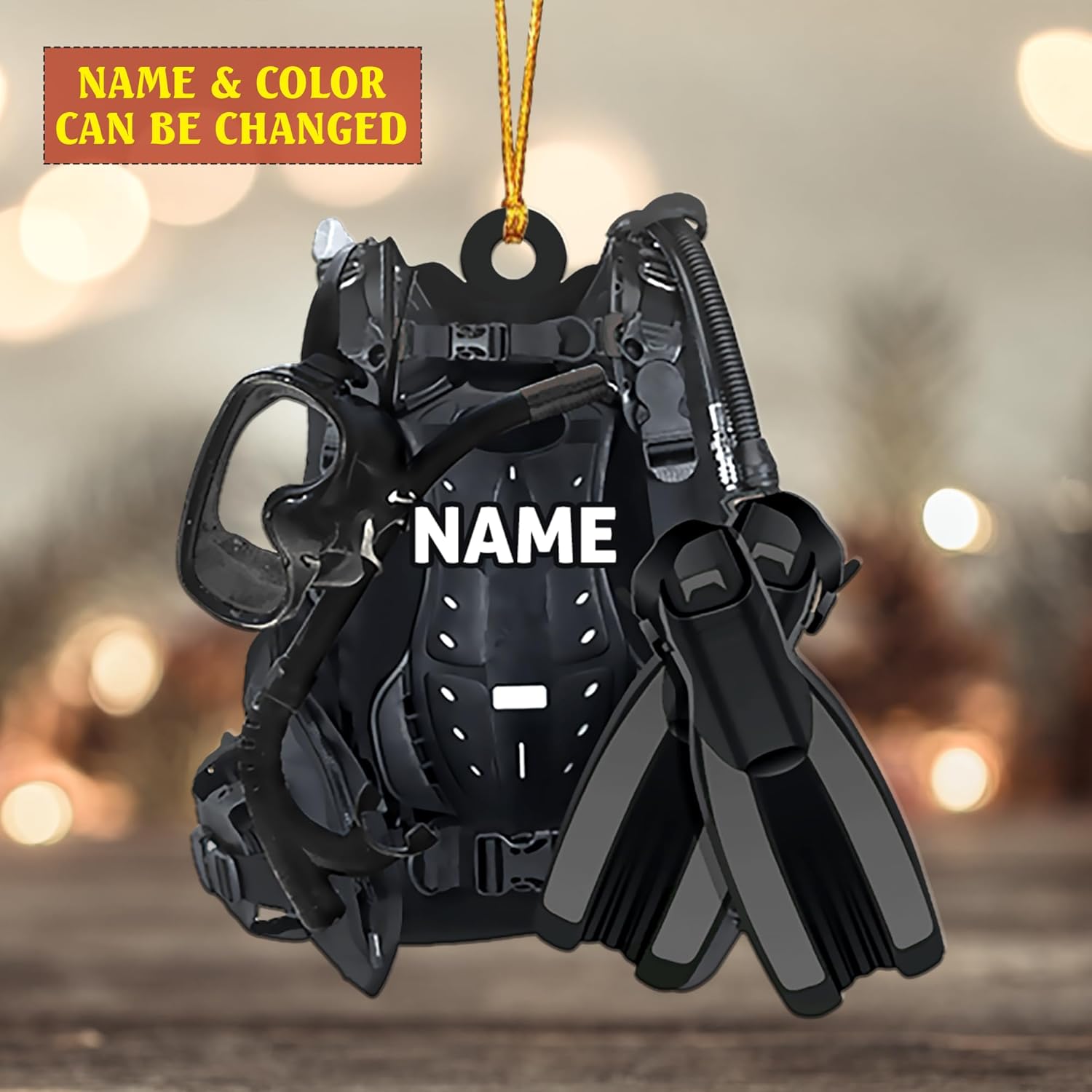 Royalbro Personalized Scuba Diving Ornament, Scuba Diver Ornament, Scuba Diver Christmas Ornament, Gift for Diver, Scuba Dive Gift, Diving Vest Custom Christmas Ornament (SD 3)