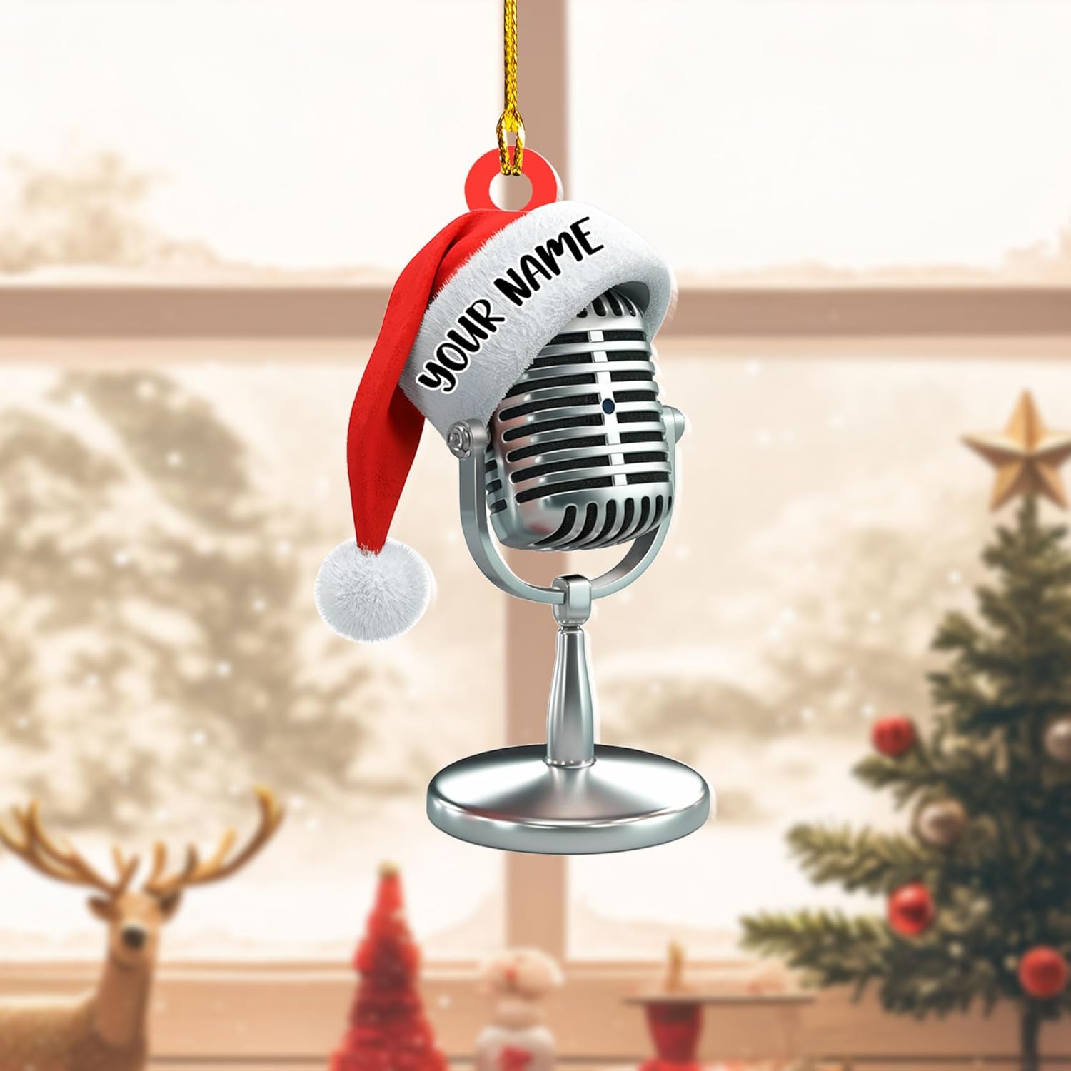 Personalized Microphone Ornament 2024 Singing Christmas Ornament Microphone Christmas Ornament Singing Ornament Concert Christmas Ornament Music Symbol Ornament (Acrylic, Style 4)
