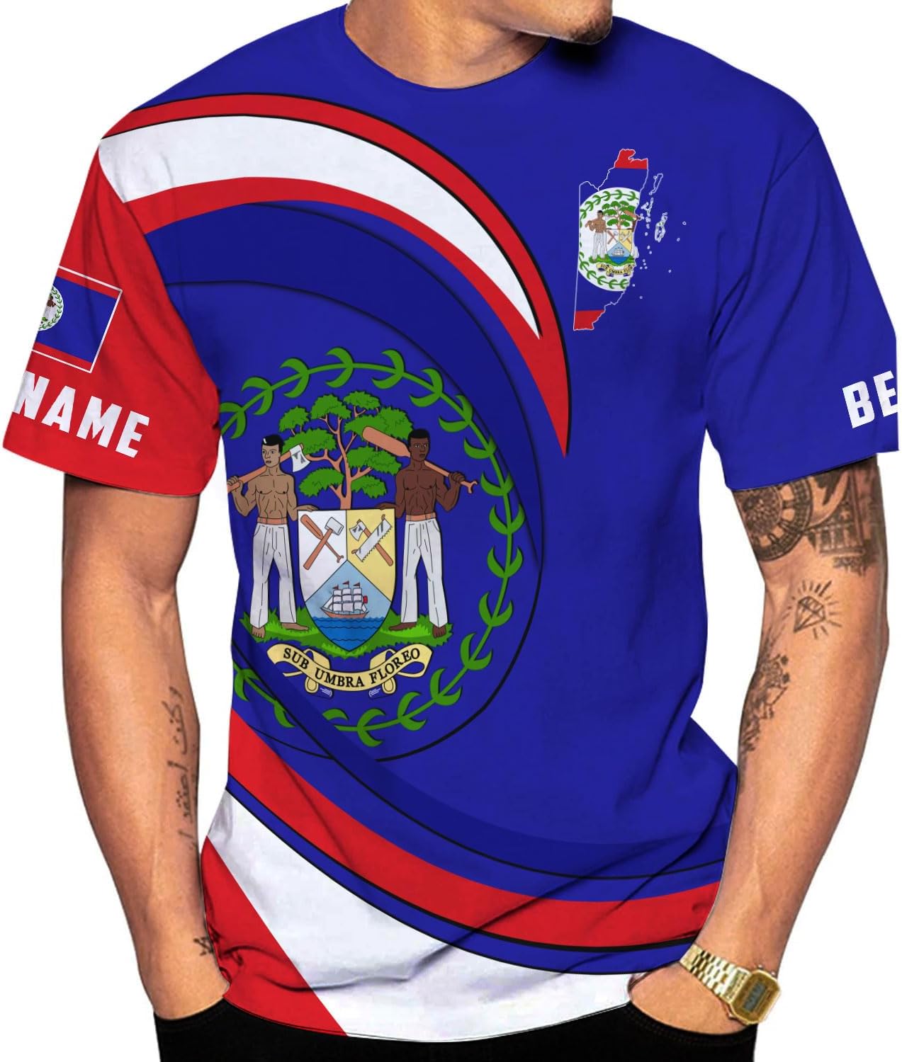 Artparel Personalized Belize Shirt Coat of Arms of Belize Flag Shirts Belizean Country Flag Gift T-Shirt Belizean Shirt S-5XL