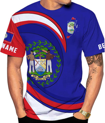Artparel Personalized Belize Shirt Coat of Arms of Belize Flag Shirts Belizean Country Flag Gift T-Shirt Belizean Shirt S-5XL