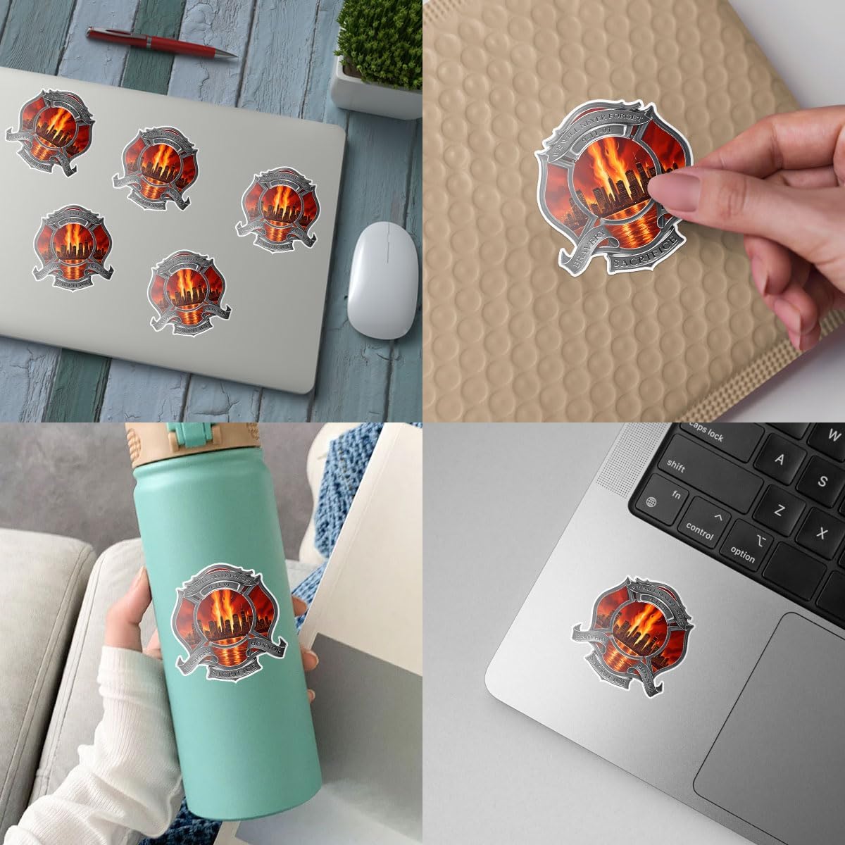 (3Pcs) We Will Never Forget 9/11 Sticker, Fireman Bravery, Honor And Sacrifice Vinyl, Patriotic Day Decal, 9/11 Firefighter Memorial Decals, Stickers For Laptop Water Bottle Phone Car Window Helmet 3"