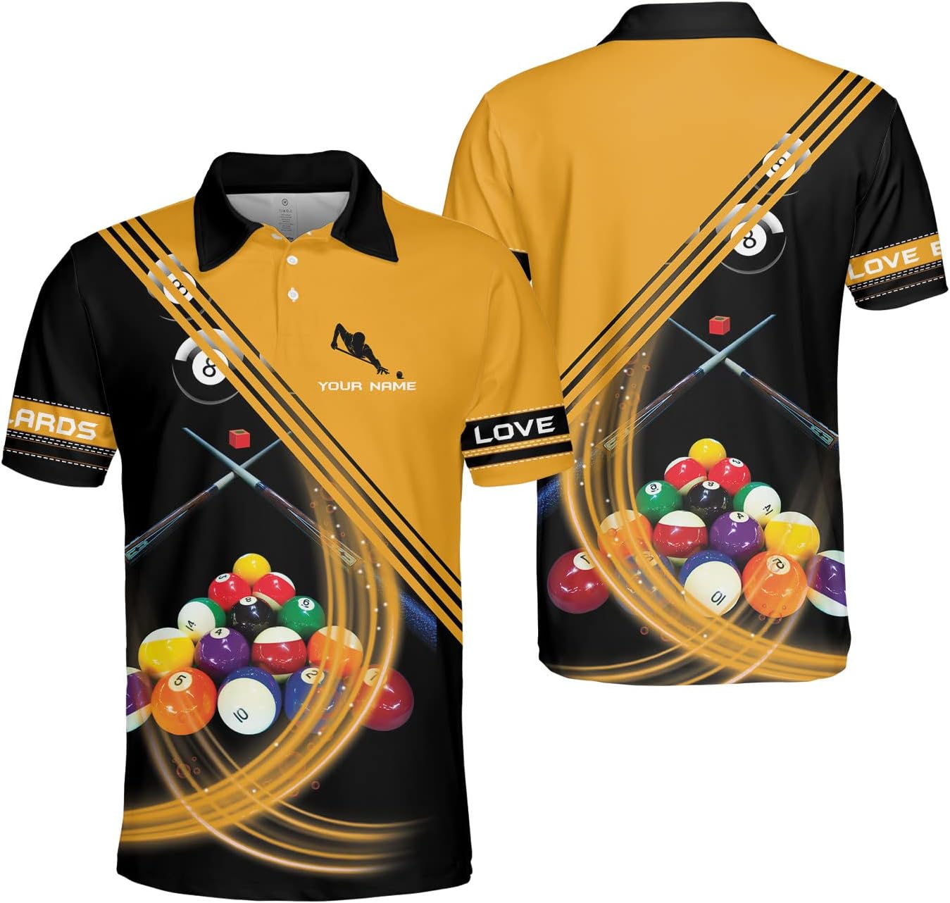 Custom Billiard Polo Shirts for Men Women Personalized Name Team 8 Ball Shirt Billiards Apparel Pool 3D Tshirts Gifts Player
