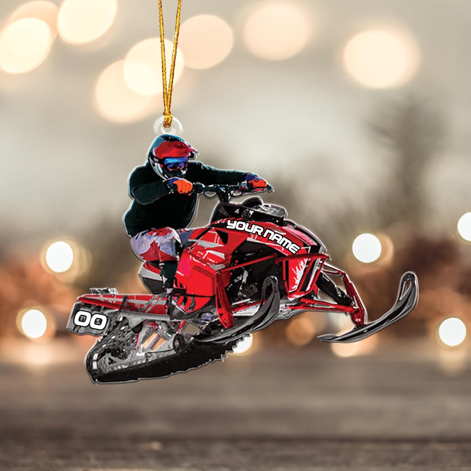 RoyalBro Personalized Snowmobile Ornament Snowmobile Gear Shoes Christmas Ornament for Snowmobile Lovers, Snowmobile Christmas Ornament Gift for Snowmobile Lovers (Style 1)