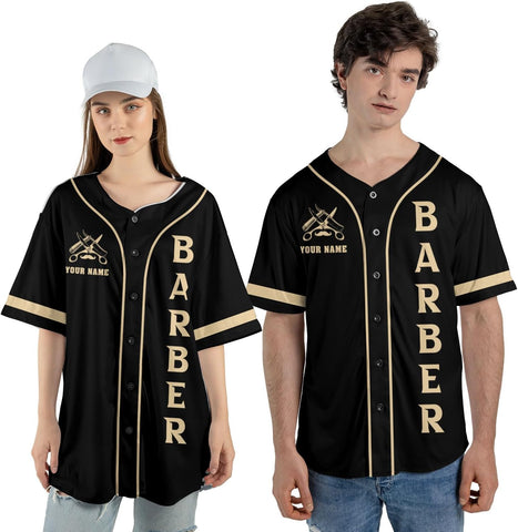 Personalized Barber Shop Baseball Jersey, Hairdresser Jersey, Barber Tools Hat