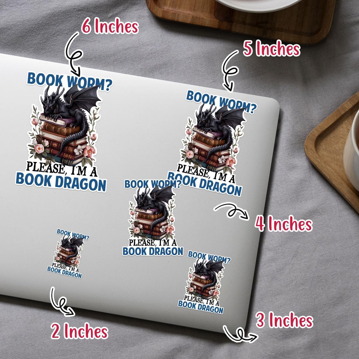 (3PCs) Bookworm Please I Am A Book Dragon Sticker, Fantasy Book Stickers for Kindle Adult, Bookworm Stickers, Dragon Sticker, Book Worm Gifts - Stickers for Laptop Water Bottle Phone Car Helmet 3"