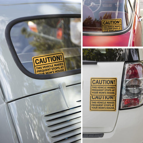 (3Pcs) Warning This Vehicle Makes Frequent Stops at Your Mom's House Car Decal, Funny Car Warning Sticker, Funny Mom Stickers, Sticker Die-Cut Waterproof for Water Bottle Truck, Car, Helmet Decal 5"